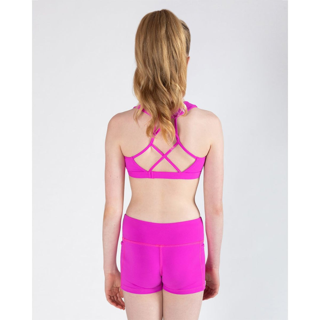 Energetiks Ava Crop Top Children Sizes Hot Pink & Black