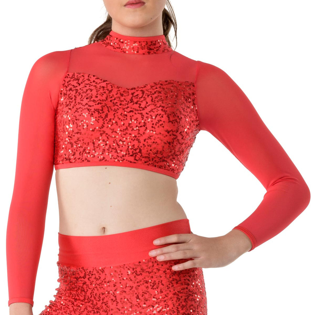 Studio 7 Dancewear Down Town Long Sleeve Crop Top Adults