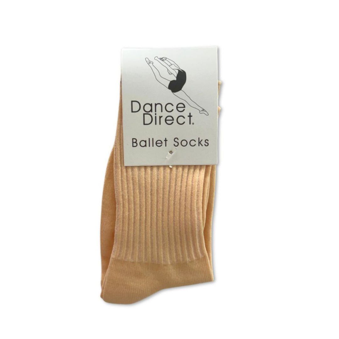 Dance Direct Ballet Socks Ribbed Fold Down Style - Salmon