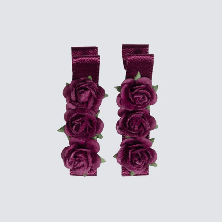 Energetiks Satin Floral Blossom Hair Clips Two Hair Clips