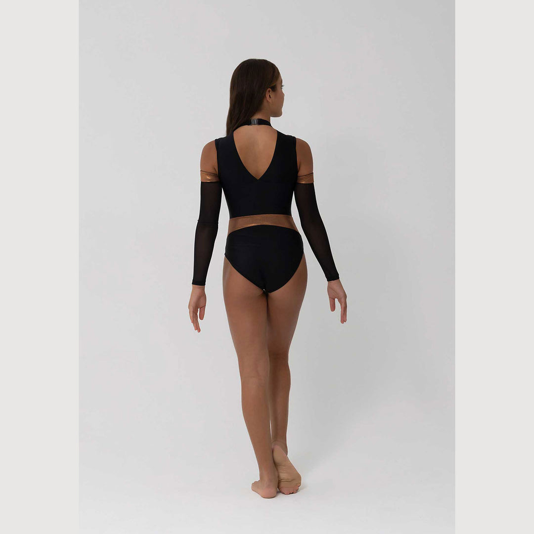 Studio 7 Dancewear Billie Contemporary Jazz Girls Leotard Metallic Brass back