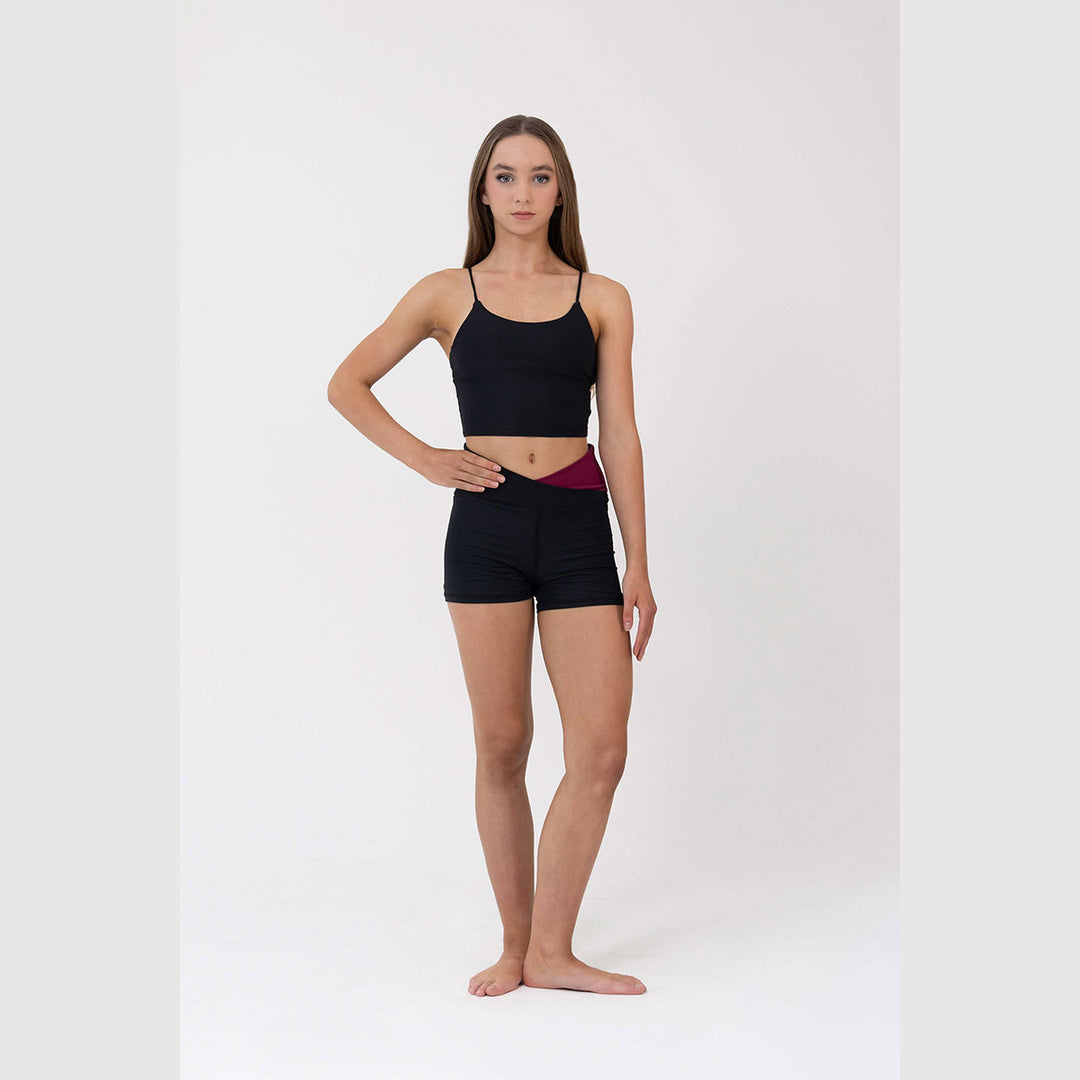 Womens Everly cropped singlet with spaghetti straps in black