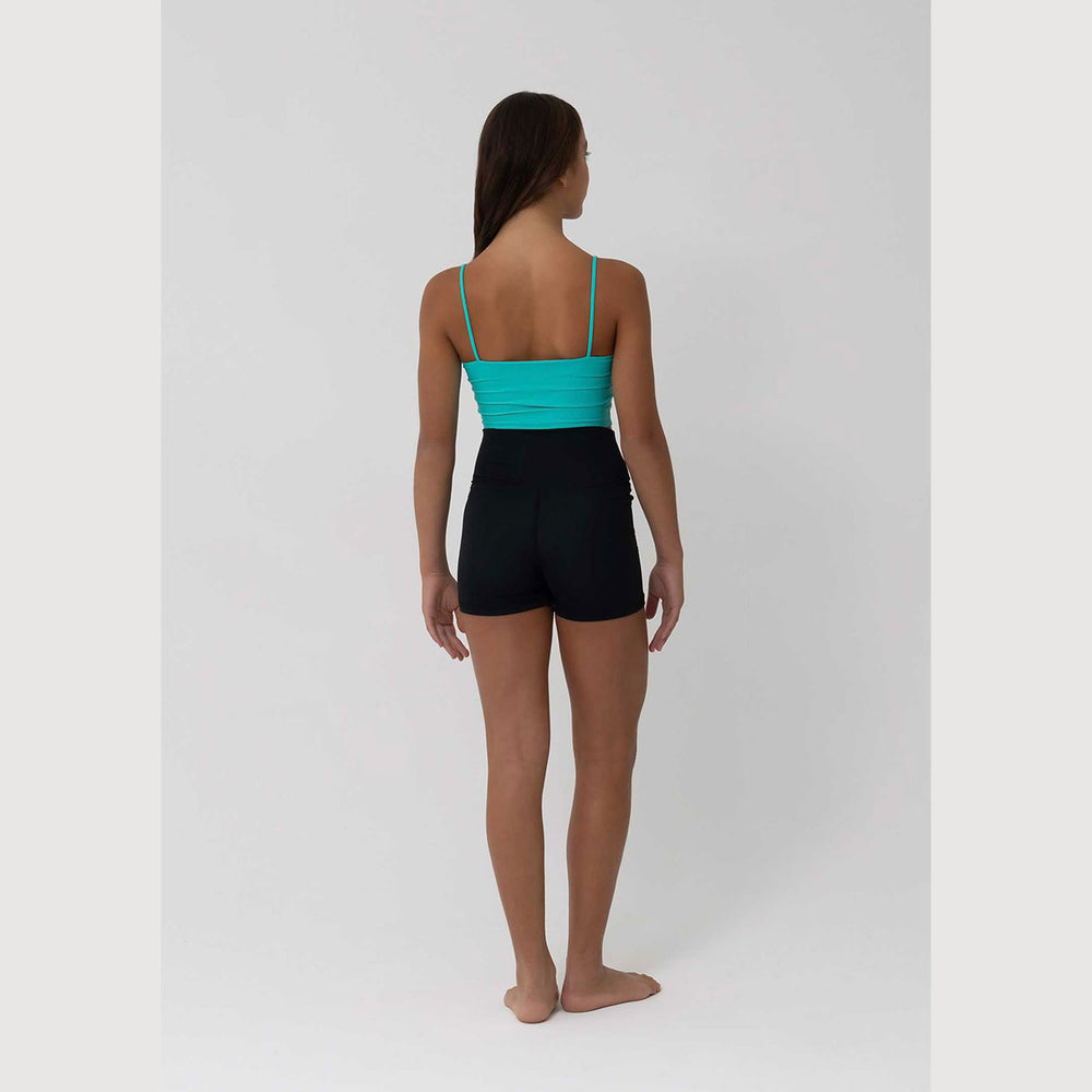 Girls Everly cropped singlet in aquamarine, back view