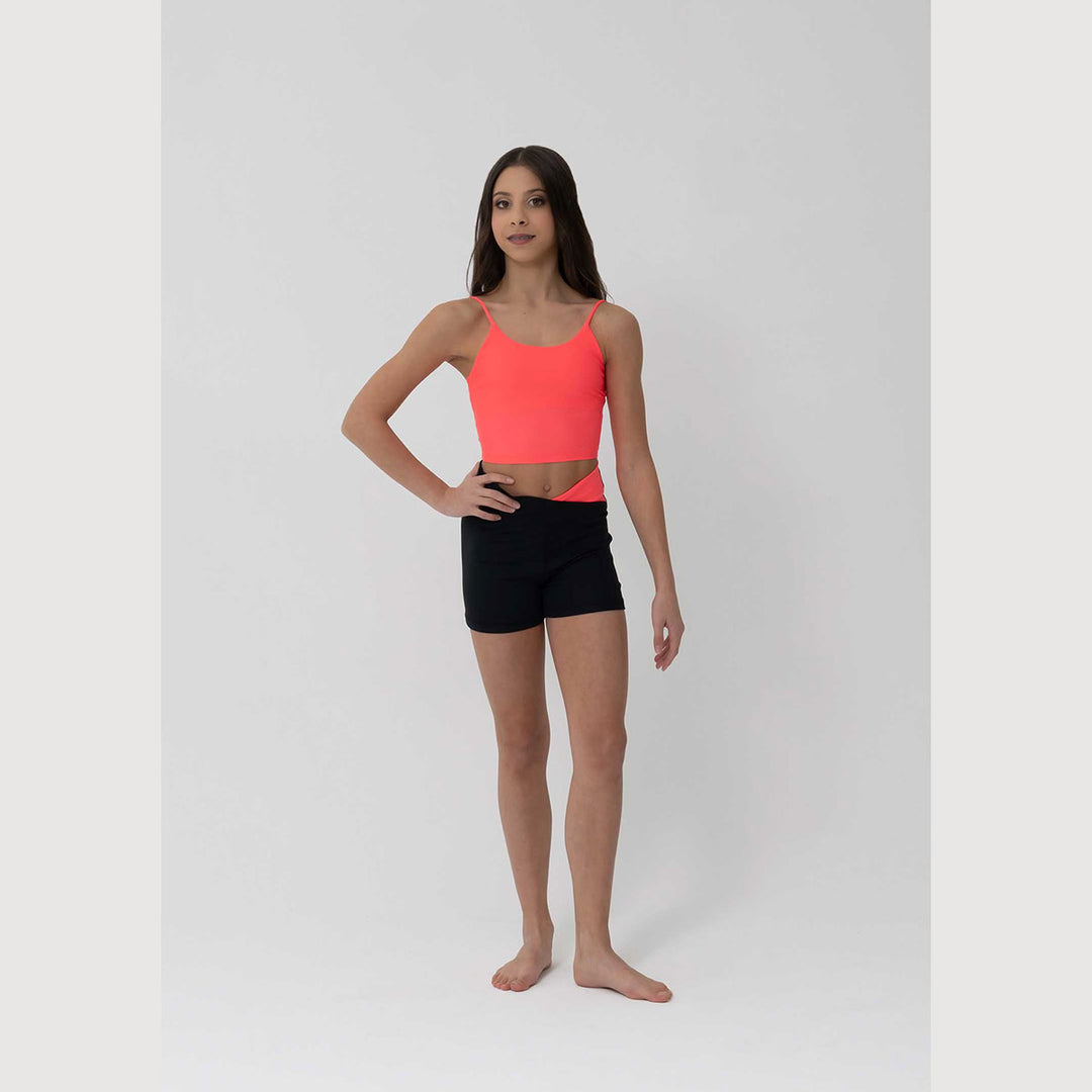 Girls Everly cropped singlet with spaghetti straps in sunkissed, front view
