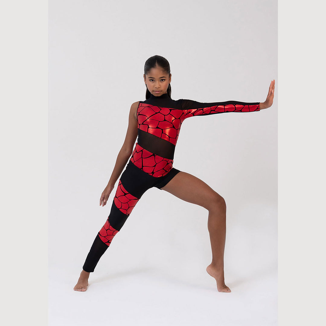Studio 7 Dancewear Frankie Unitard woman wearing Black/Red