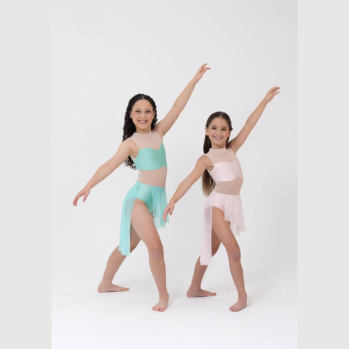 Studio 7 Dancewear Hailey Mesh Bandeau Lyrical Girls Dress Pale Pink and Mint