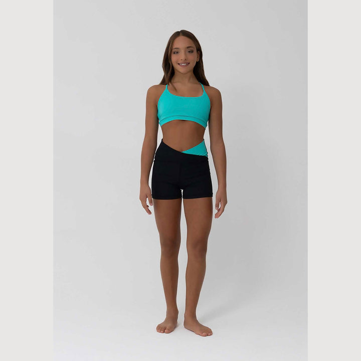 Girls Indy V-band high-waisted shorts in aquamarine