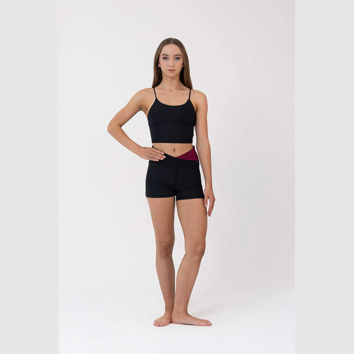 Girls Indy shorts in mahogany, front view