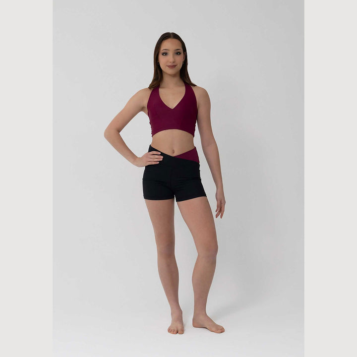 Girls Indy V-band high-waisted shorts in mahogany