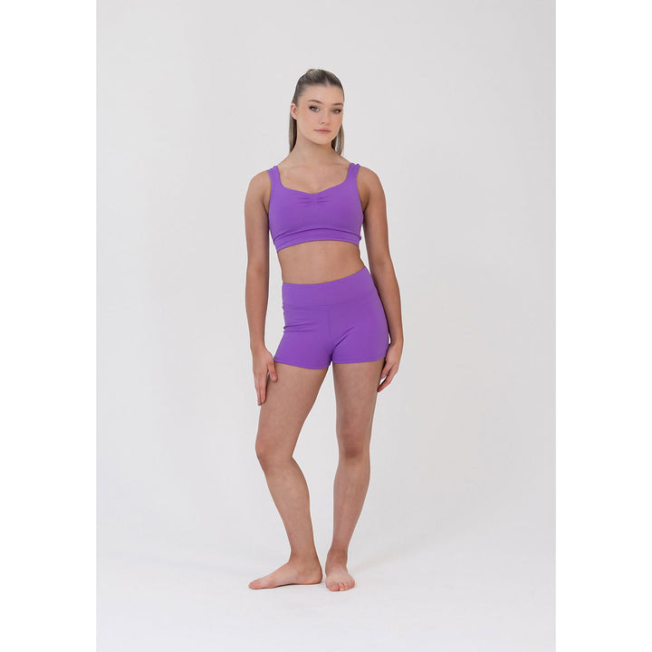 Studio 7 Dancewear Renee Crop Top woman wearing Amethyst