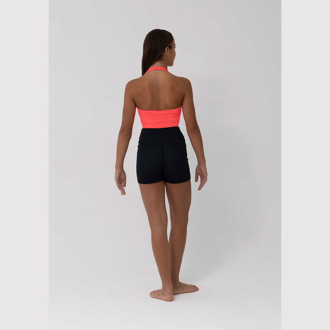 Studio 7 Dancewear Sierra womens halter crop top in Sunkissed, back view
