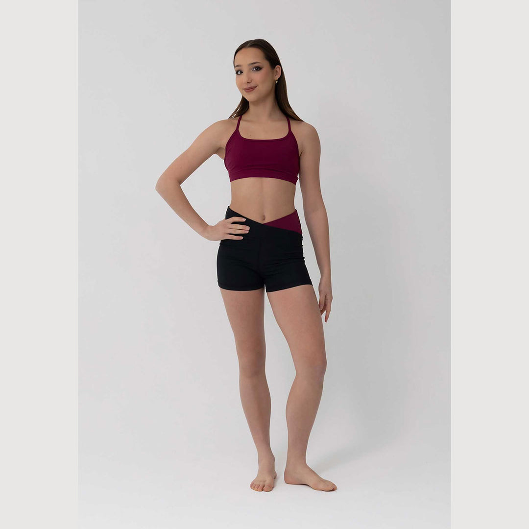 Studio 7 Dancewear Zella womens camisole crop top in Mahogany, front view