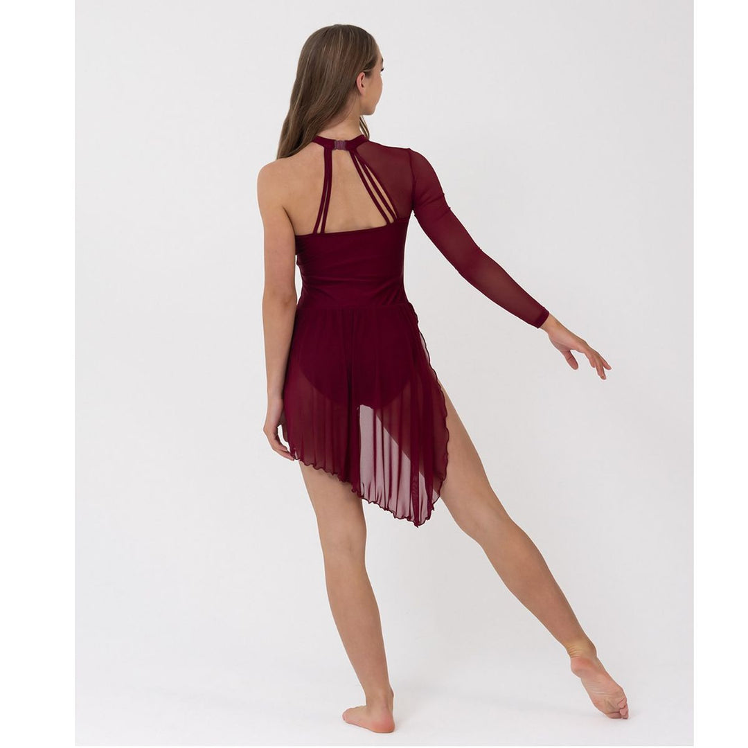 Studio 7 Dancewear Girls Asymmetrical Lyrical Dress CHD48 Burgundy back